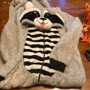 Racoon zip up jumpsuit/costume